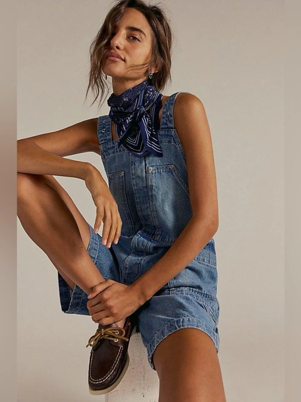 NWT! Free People We The Free Set It Off Long Shortalls Sz Medium